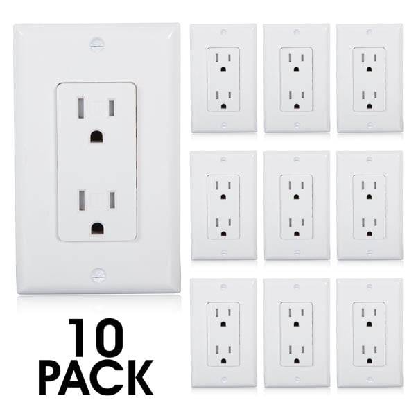 Pack of 10 MEW-R10SW-10 Maxxima Tamper Resistant Duplex Receptacle Standard Electrical Wall Outlet 15A White Pack of 10 MEW-R10SW-10 Maxxima Tamper Resistant Duplex Receptacle Standard Electrical Wall Outlet 15A White